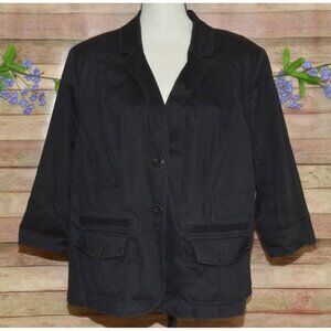 Lane Bryant Black 3/4 Sleeve Lightweight Casual Jacket Plus Size 20 Button Front